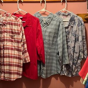 Women’s Assorted Plaid and Solid Shirts with 3/4 sleeves